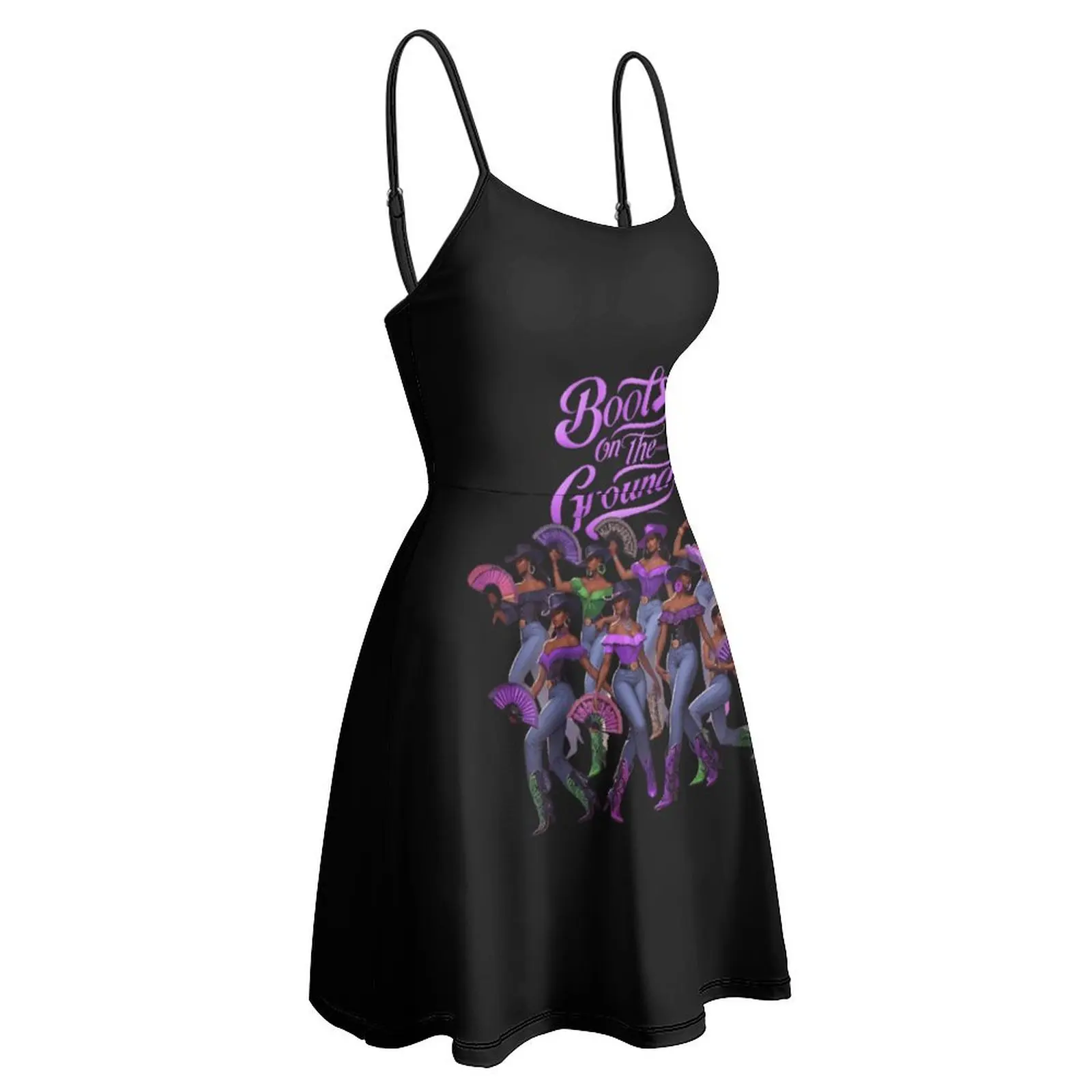 Exotic Boots on Ground Dance Women's Sling Dress Novelty  Vacations  Woman's Gown Strappy Dress Graphic Vintage