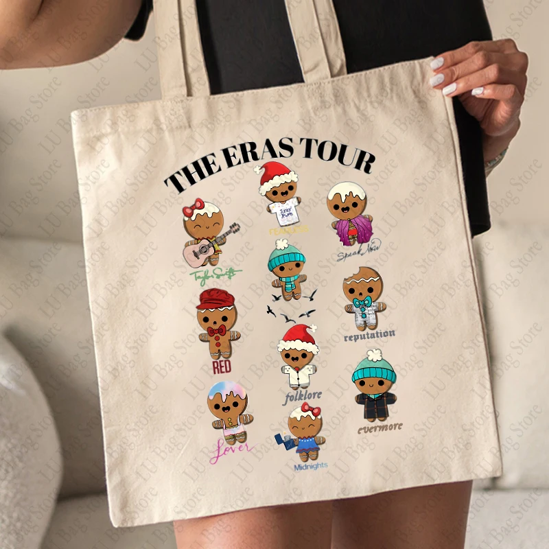 The Eras Tour Version Cute Pattern Tote Bag Album Music Canvas Shoulder Bag Women's Shopping Bag Best Gift for Swiftie