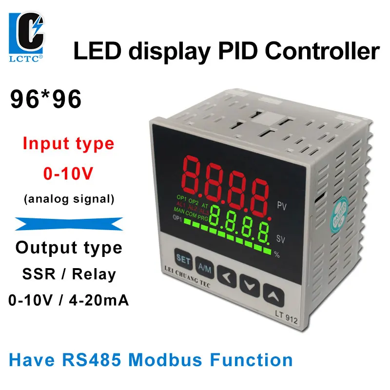 

LCTC PID Temperature Controller 4-20MA 0-10V SSR Relay Output PID Regulator 0-10V Input Digital LED Display 96*96 LT912