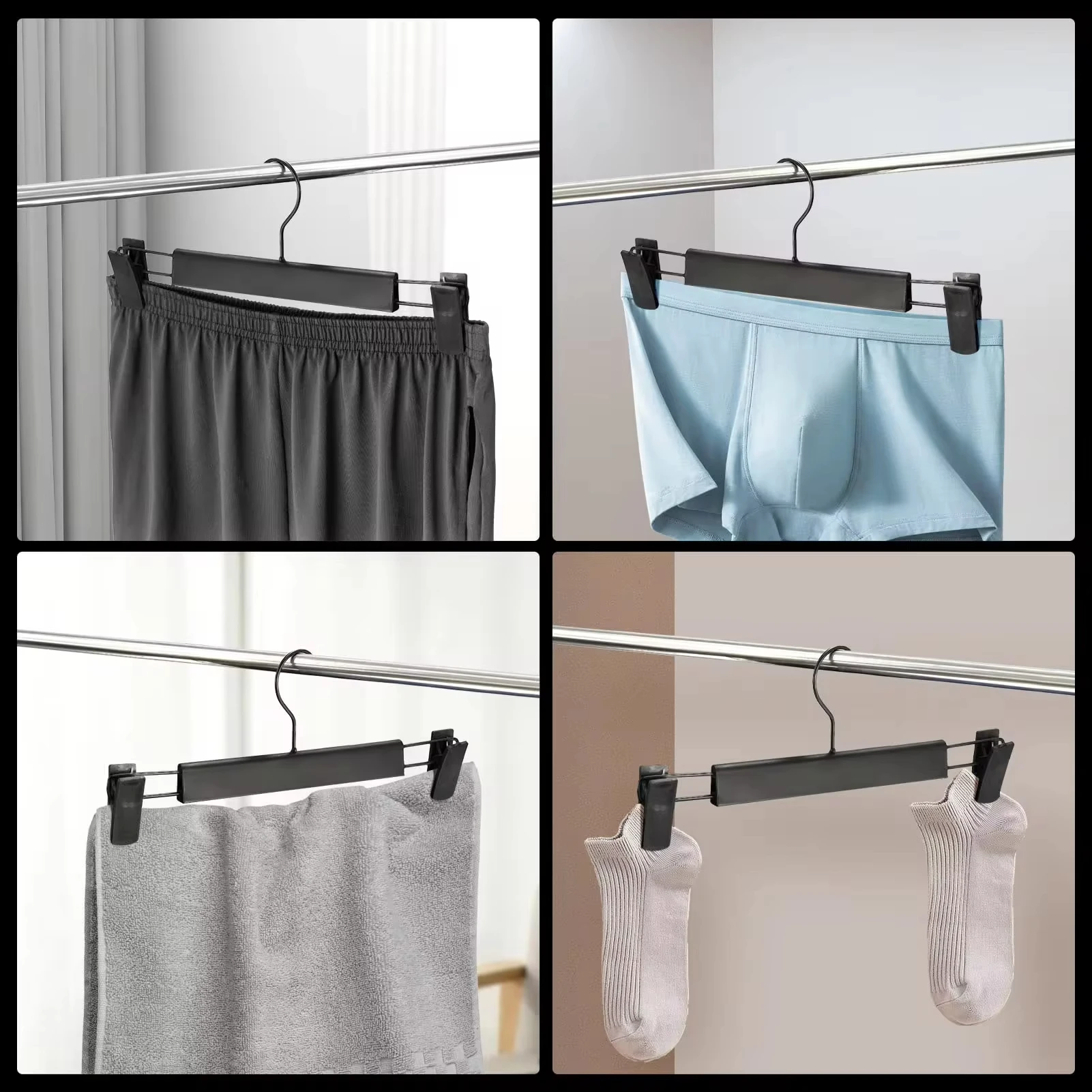 Pants Hangers with Adjustable Non-Slip Clips Anti-Rust Hanging Hook for Trouser,Skirts,Jeans,Clothes Hangers
