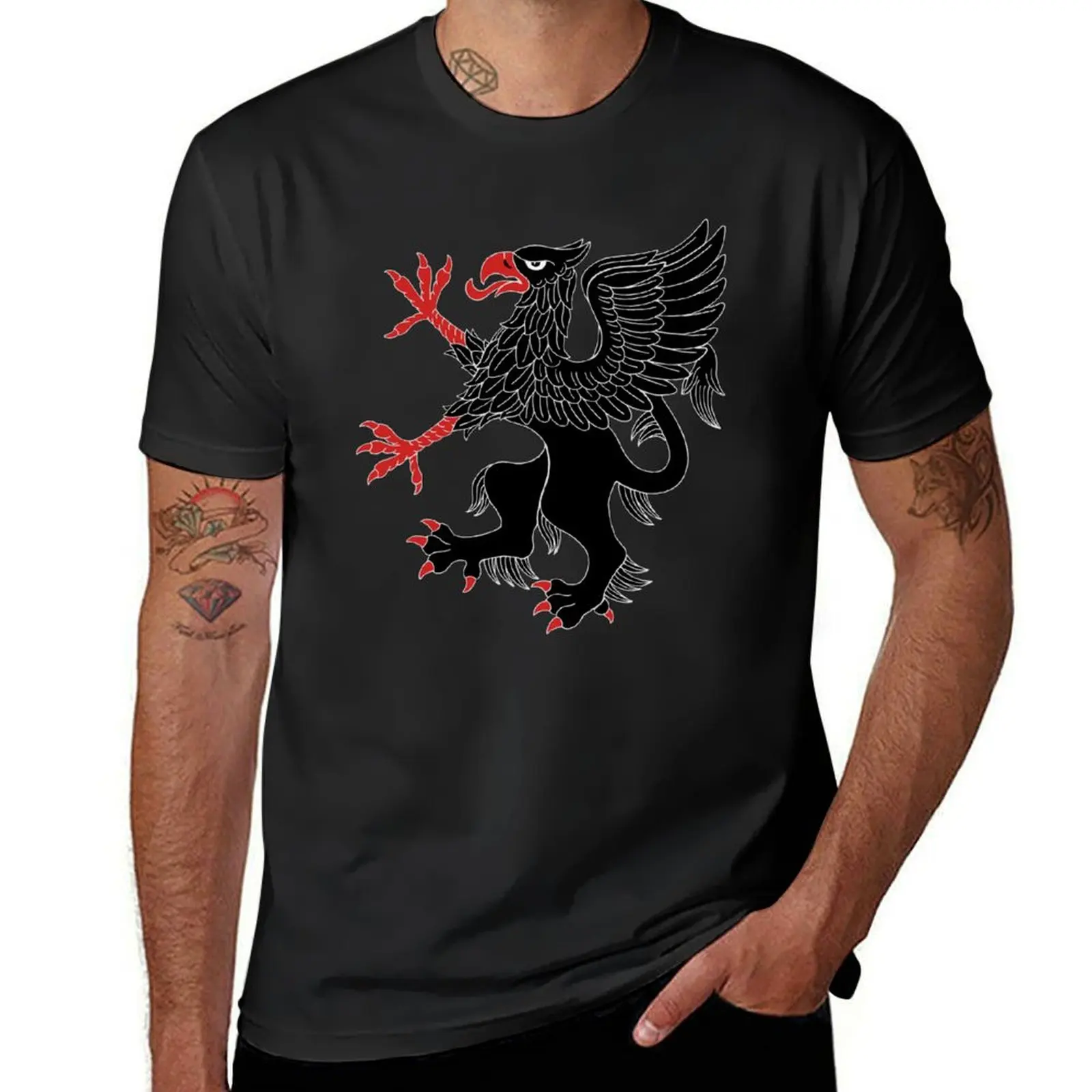 Black Griffin T-Shirt graphics customizeds T-shirts for men cotton