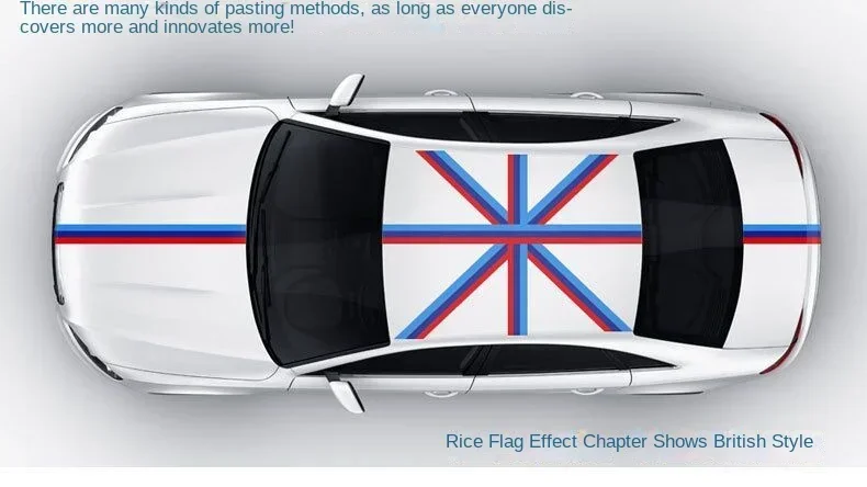 Autoaufkleber Farbige Seitenhaube Motorsport Vinyl-Aufkleber Streifen Aufkleber Stoßstange Motorabdeckung für Dreifarbige Nationalflaggen-Aufkleber – Detail 5
