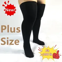 Thigh High Socks Women Plus Size Stockings Oversized Ladies Knee Sock Large Big Long White Socks Black Striped 3XL