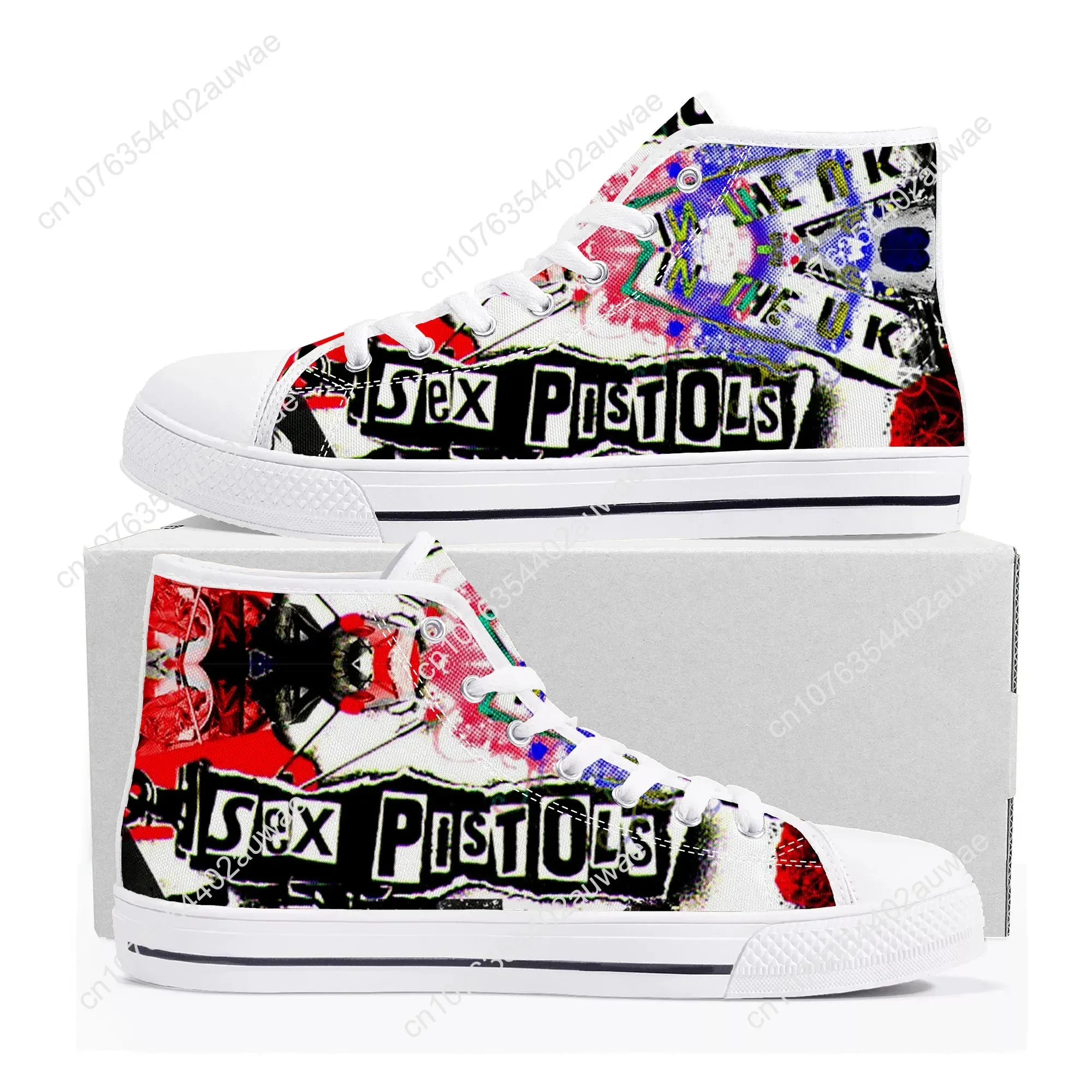 Zapatillas de deporte de lona para hombre y mujer, zapatos informales de alta calidad con estampado de pistolas sexuales, banda Punk Rock, calzado personalizado para parejas