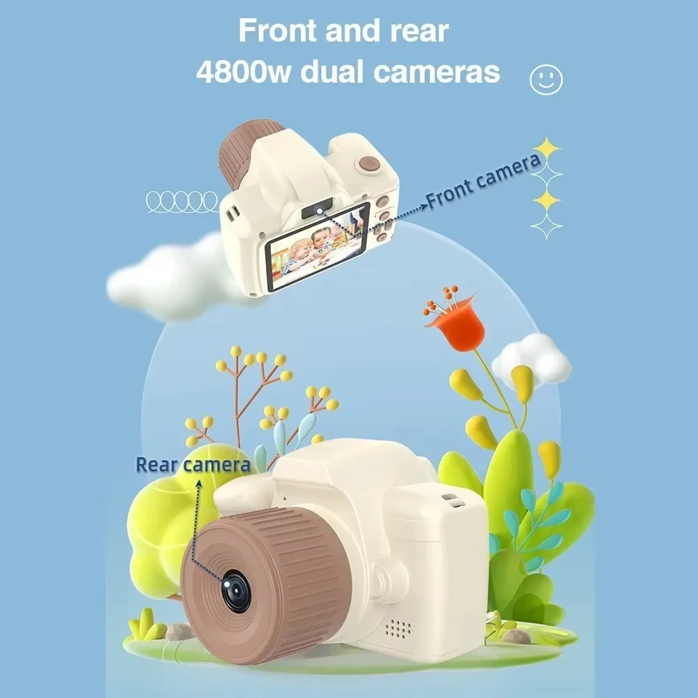 Cartoon Mini Camera Toys para Crianças, 1080P HD, Selfie, Lente Longa, Foto Digital, Vídeo, Tela de 2,4 ", Aniversário, Festão Presentes