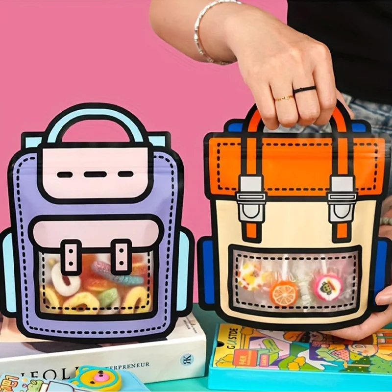 5Pcs Candy Ziplock Biscuit Packaging Bags Standing Biscuit Bag Children's Birthday Gift Bag