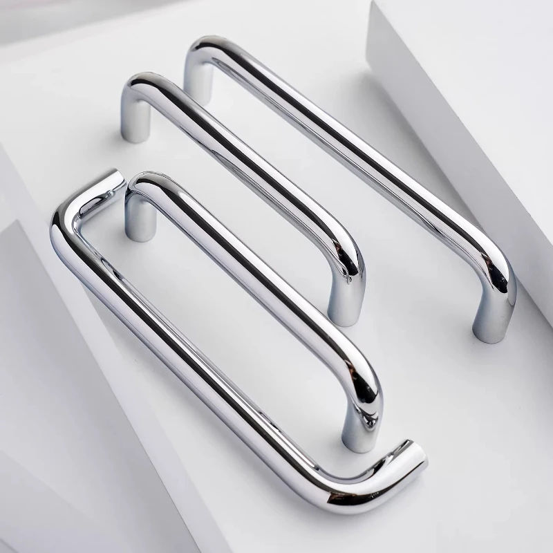

Silver Plating Kitchen Cabinet Long Pull Minimalism Bronze SolidBrass Handle UShape Simple Wardrobe Cupboard Dresser Drawer Knob