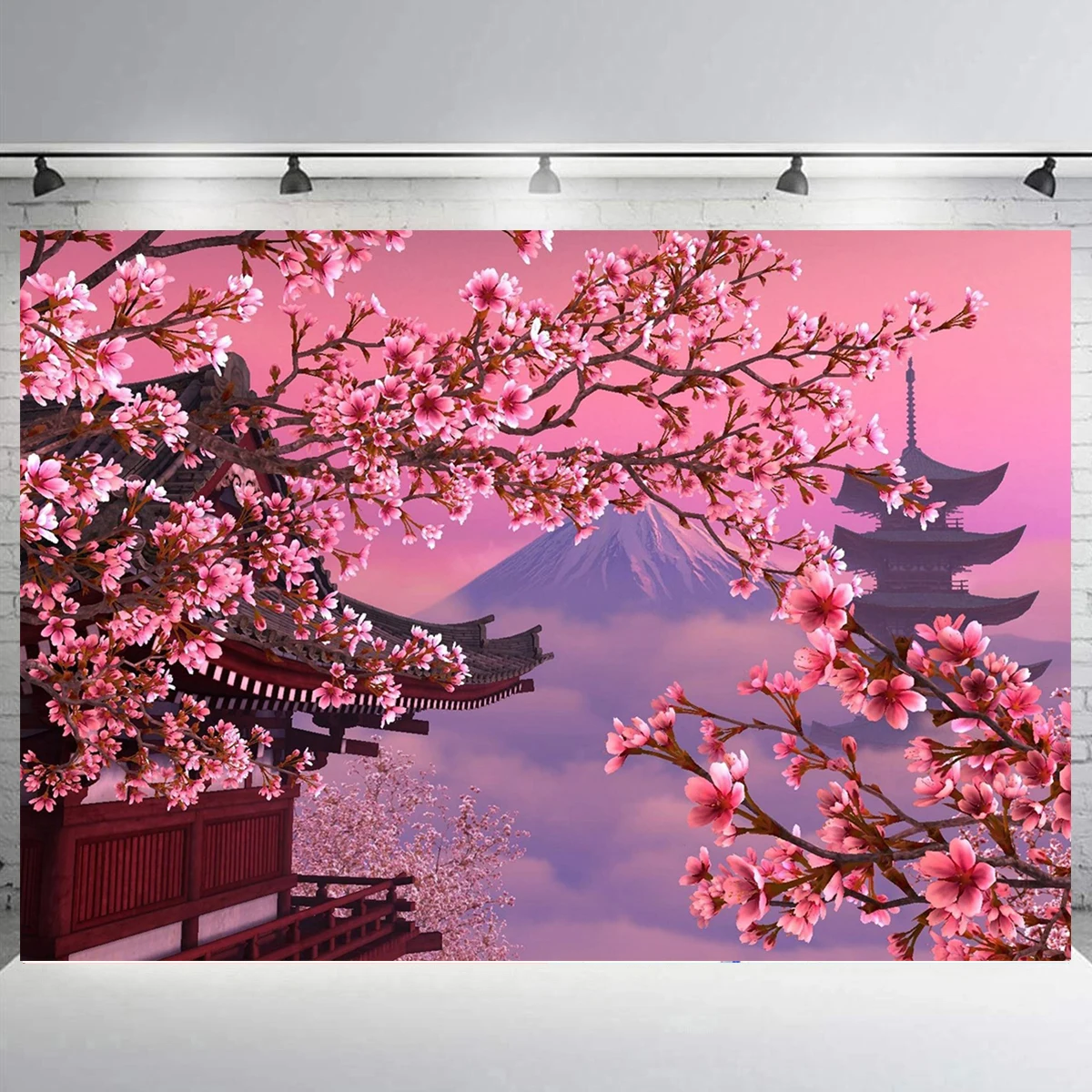 Art Painting Cherry Blossoms Japan Background Happy Birthday Party Photograph Studio Room Decoration Castle Backdrop Props