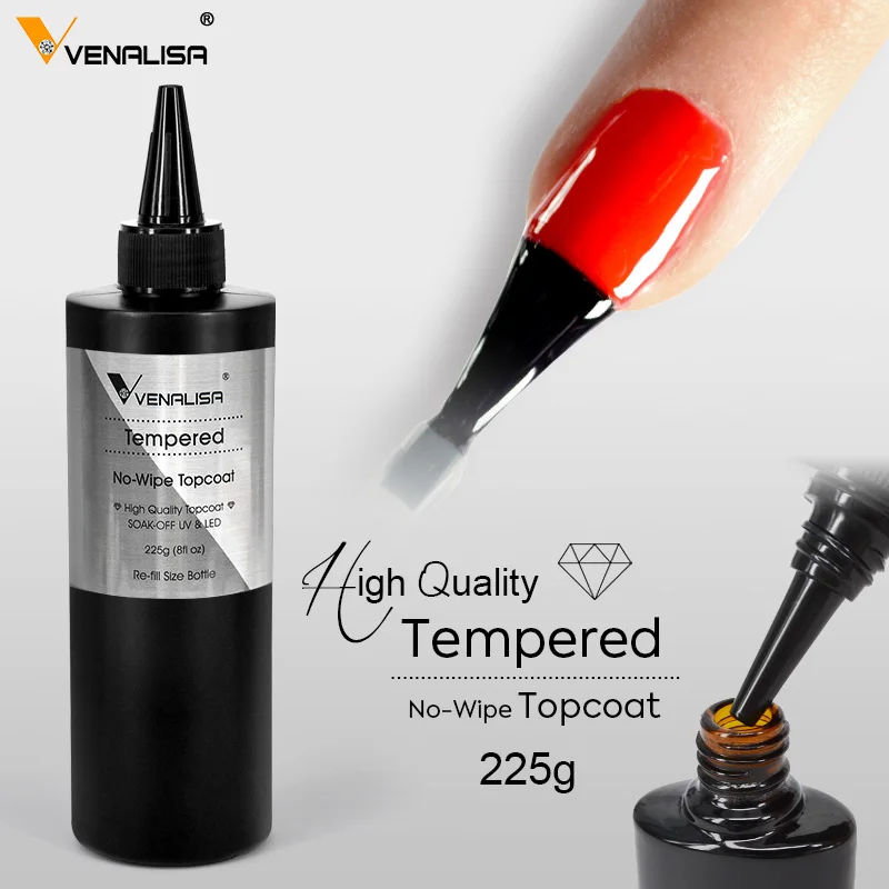 Venalisa Super Glossy Non-Wipe Soak Off UV LED Gel Top Coat Refillment Package Diamond Long Wear Anti-Yellow No-Sticky Top Coat