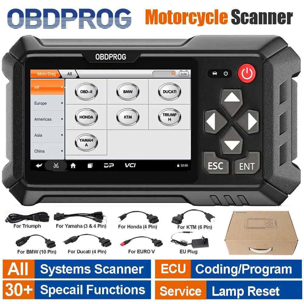 OBDPROG MOTO 100 Full System Motorcycle Scanner Diagnosis ECU Coding 5000+ Motorcycle Models Coverage Auto Motorcycle Analysis