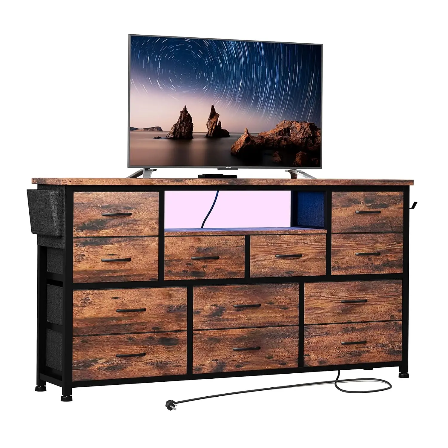 TV Stand Dresser with Power Outlet & LED for 45