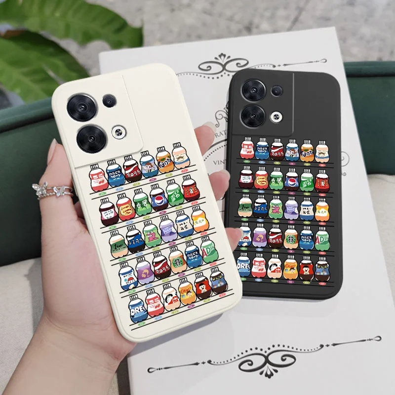 เคสโทรศัพท์เครื่องดื่มหลากสีสำหรับ OPPO Reno 10 8 8T 8Z 7 7Z 6 5 Pro 4G 5G F19 F9 Pro PLUS ปลอกซิลิโคนน้ำ