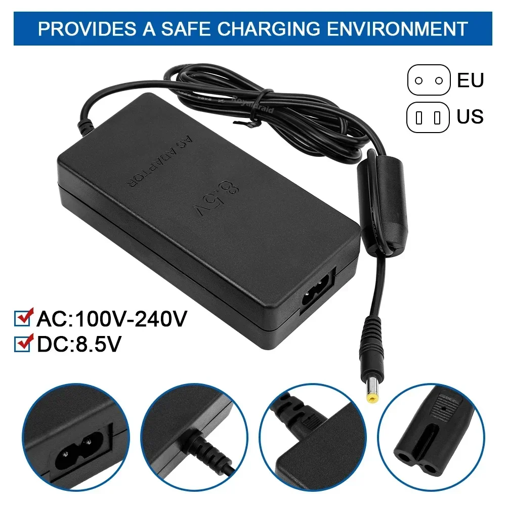 US Plug/EU Plug  For PS2 DC 8.5V AC Adaptor Charger Replacem