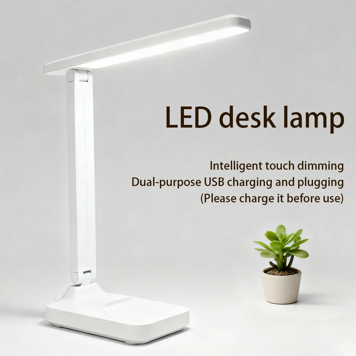 LED Desk Lamp 3 Levels Dimmable Touch Night Light USB Rechargeable Eye Protection Foldable Table Lamp For Bedroom Bedside Desk