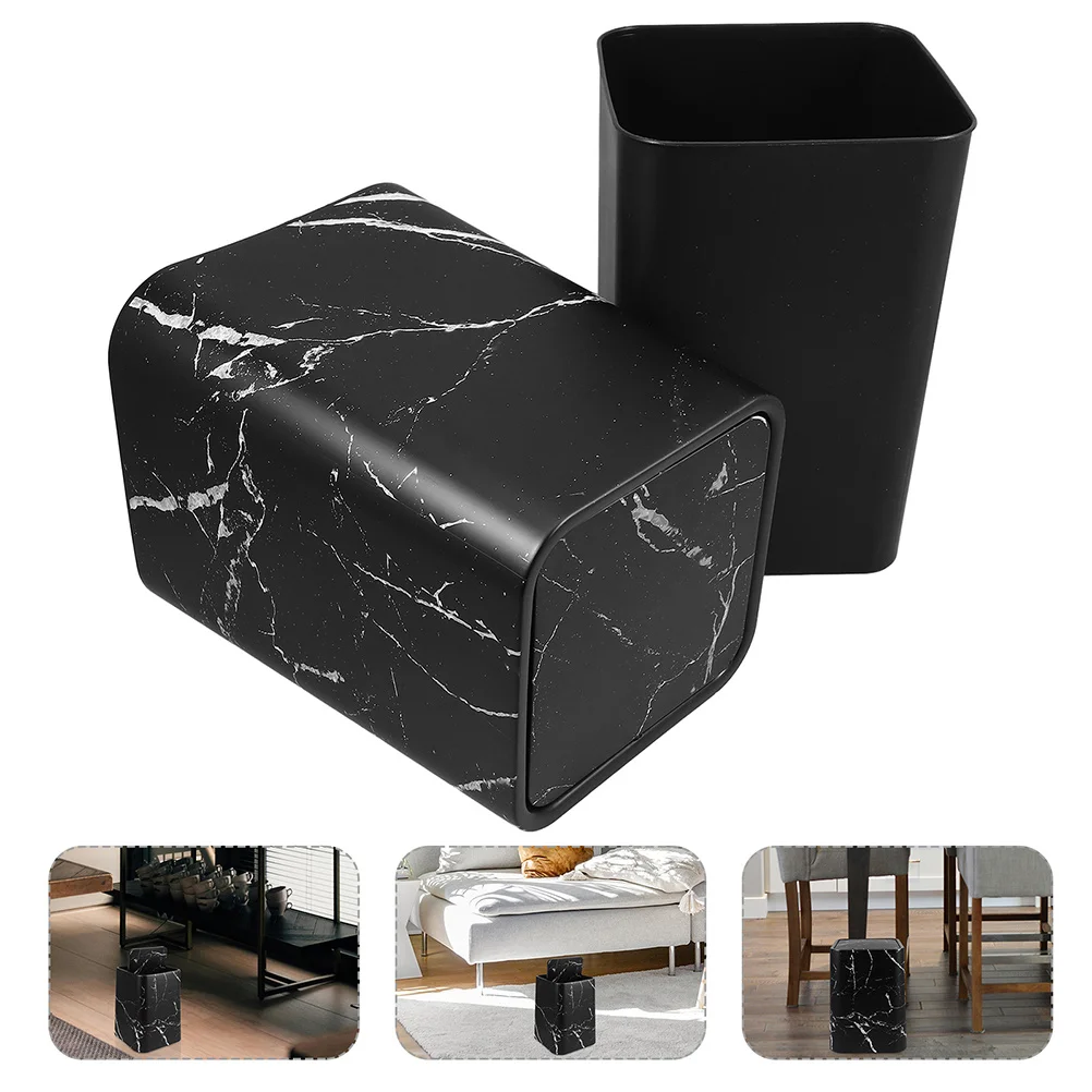 

Marble Pattern Trash Can Lid Garbage Container Plastic Waste Basket Bathroom Living Room Kitchen Rubbish Bin Waste Storage Bin