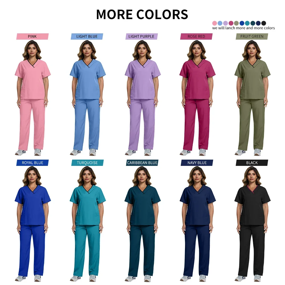 Unisex Pet Veterinary Uniform Nurse Surgical Scrub Suits Doctor Costume Medical Hospital Uniform Scrubs Nursing Top Jogger Pants