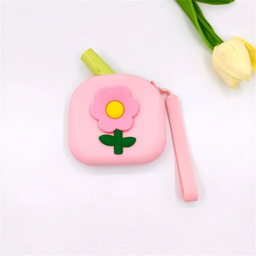 Nuevo monedero de silicona con dibujos de flores, bolsa de almacenamiento con cremallera, pulsera multiusos, bolso, auriculares, lápiz labial