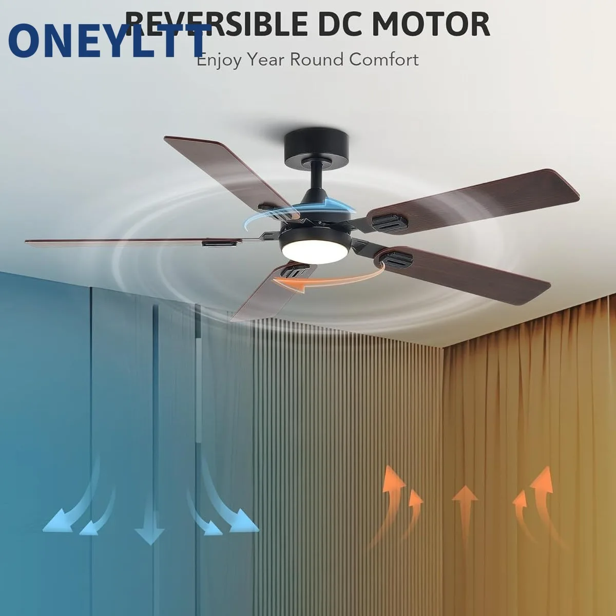 

Nordic ceiling fan lamp dining room home fan lamp livingroom high wind power simple modern wooden leaf electric fan pendant lamp
