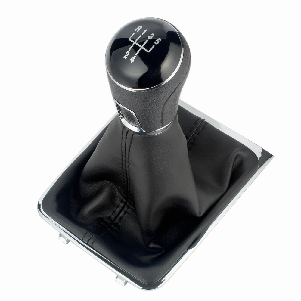 For VW Passat B7 2011 2012 2013 2014 2015 New 5 Speed Car Shift Gear Knob Covered Real PU Leather With Chrome