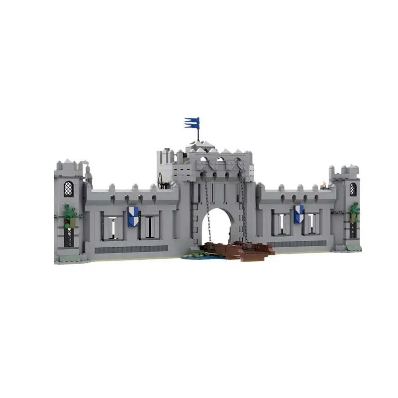MOC edificios famosos jinete Medieval fortaleza de acero arquitectura de pared de ciudad Modular modelo de bloques de construcción juguetes para niños ladrillos Gif