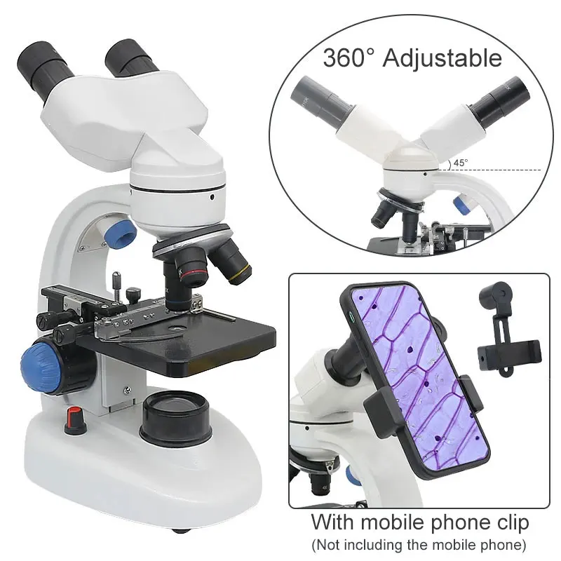Imagem -03 - Microscópio Biológico com Câmera Digital Grande-campo Ocular 40x2000x Zoom Binocular Microscópios Ajustável Iluminação Led