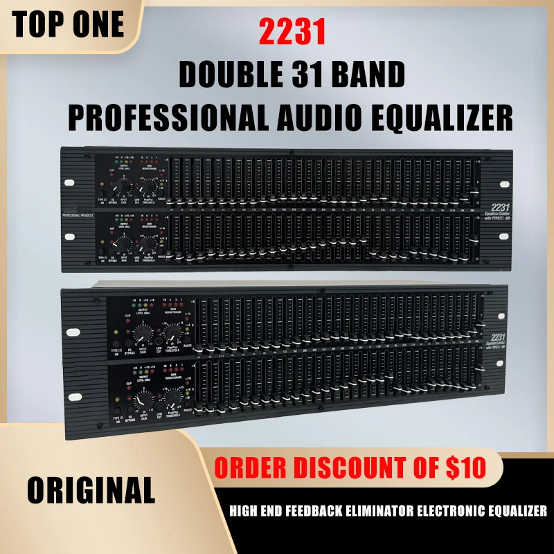 double 31 Band High end feedback eliminator Electronic Professional Audio Equalizer EQ Equalizador Studio Recording Equipment