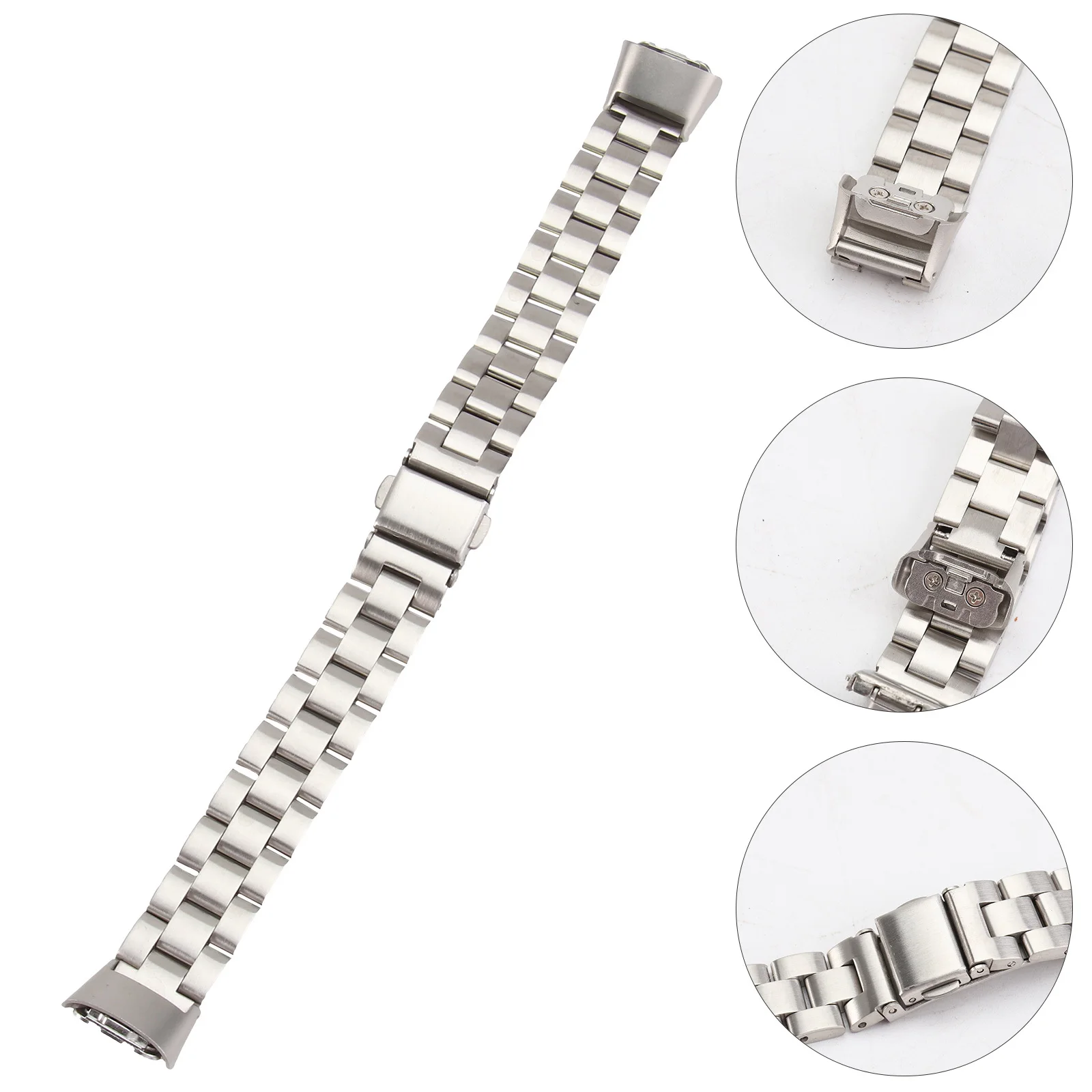 

Stainless Steel Watch Band Silver Replacement Strap For Fit-R370 Durable Luxury Wristband For Daily Wear