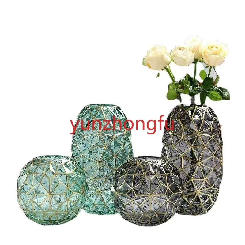 Plant Flower Arrangement Art Vases Home Decor Diamond-rimmed Glass   Hydroponic  Nordic Style TabletopDecoration