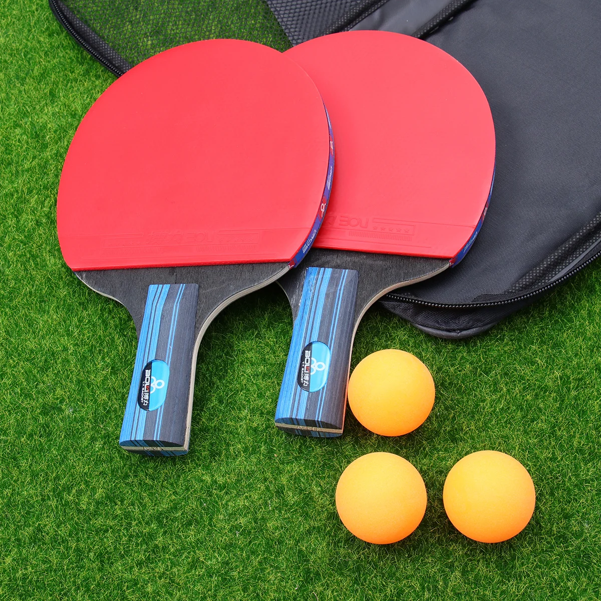 

2Pcs Table Tennis Racket Set Rubber Pong Paddle Pen-Hold Short Handle Training Kit Includes 3 Balls Poplar Wood Comfortable