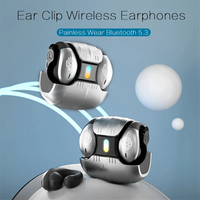 A05R05 Bone Conduction Open Ear Clip Wireless Bluetooth 5.5 Headphones LED Breathing Light Noise Canceling Earbuds for Music B