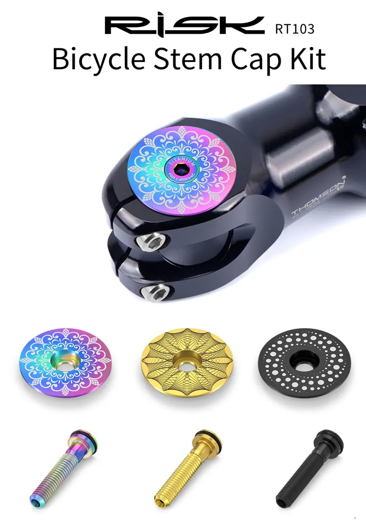 Risiko Fahrrad Titan legierung Headset Vorbau obere Kappe Abdeckung m6x30 Schraubens ch raube für Vorderrad gabel Steuerrohr 1 1/8mm (28,6 ") gewinde los – Detail 1