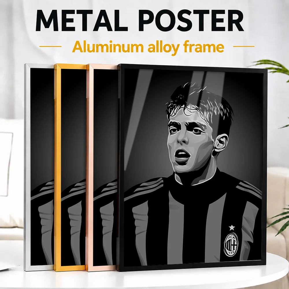 Kaka Metal Poster With Aluminum Alloy Frame Personalized Illustration Wall Art For Clubhouse Reception Area, Soccer Fan Gift