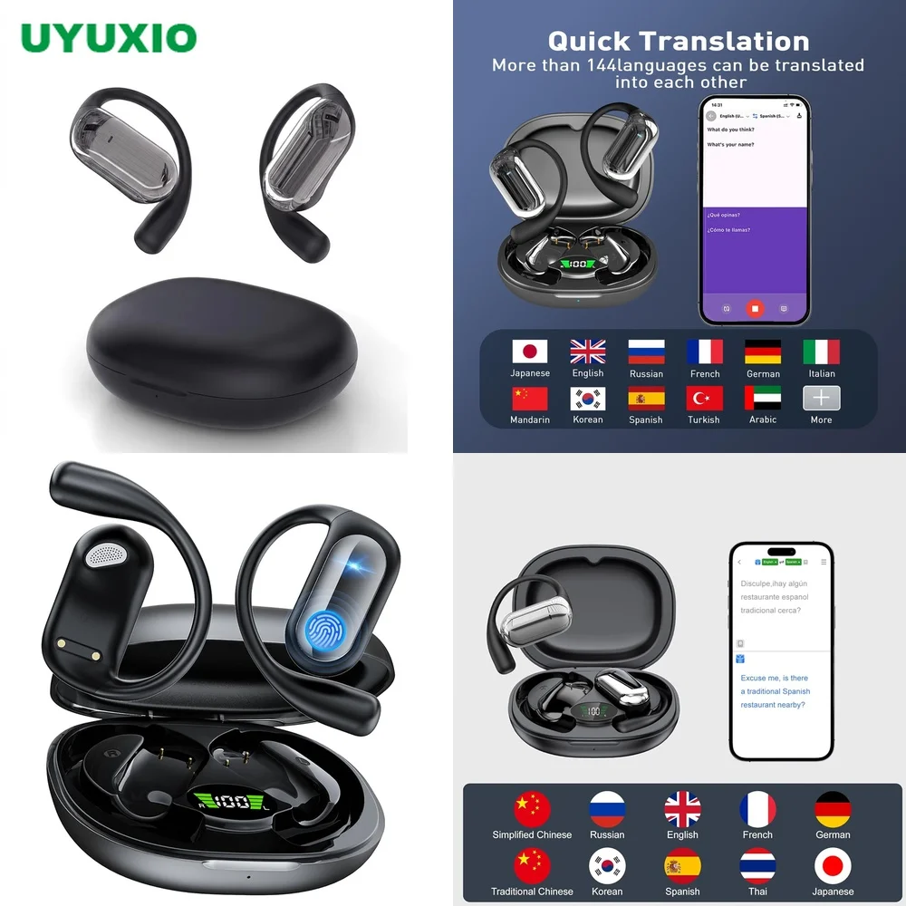 AI Translation Earbuds 144 Languages 4 Modes Open-Ear OWS No Subscription BT 5.4 Wireless Earphone Real-Time Translation