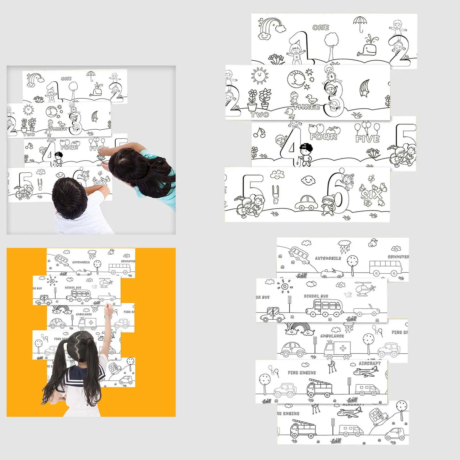 

Coloring Book paper Drawing Coloring Paper Roll 30Cmx300cm Back Sided Child Toys Rich Patterns Toddlers Coloring Poster Kids