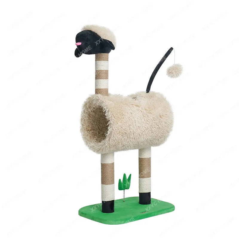 

Sheep Cat Climbing Frame Warm Cat Nest Scratching Post Integrated Semi-Closed Cat Tunnel Four Seasons Universal Cat Supplies