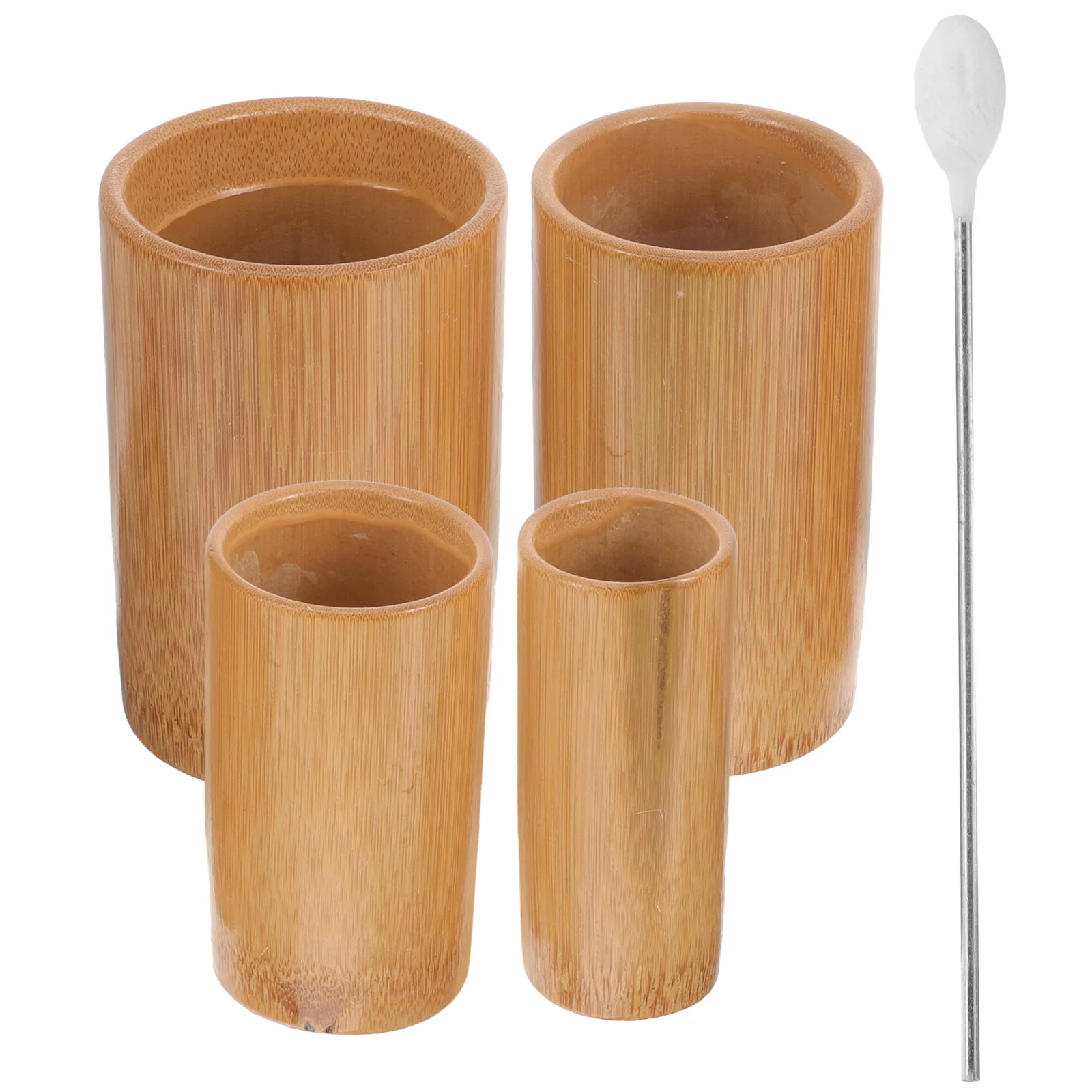 1Set Bamboo Cupping Jars Reusable Body Muscle Cupping Set Professional Therapy Massage Cups for Pain Relief Portable