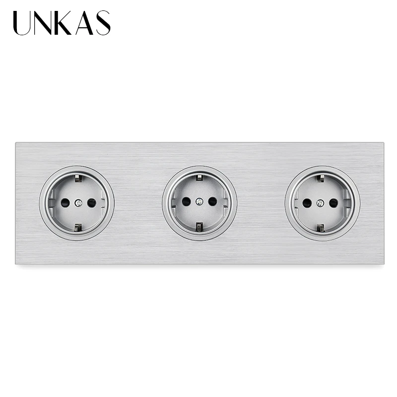 

UNKAS A8 Grey EU Standard Wall Power Socket 258MM * 86MM Colourful Black Gray Plastic Panel Outlet Modules DIY Free Combination