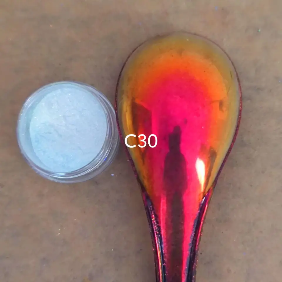 Iridescent Rainbow White Aurora Chrome Super Shifting Chameleon Colorshift Automotive Paint Pigment Powder C30