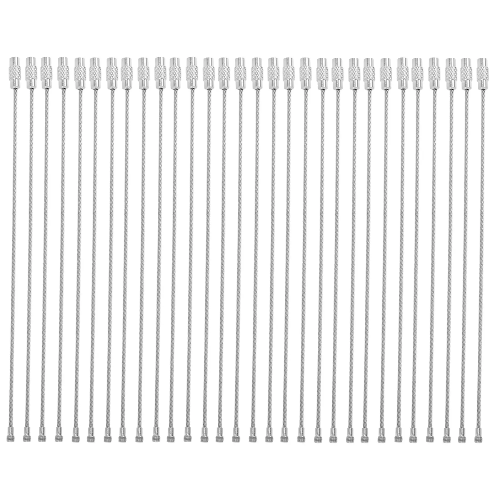 HITL 30pcs Stainless Steel Screw Locking Wire Keychain Cable Key Rings Outdoor Accessory