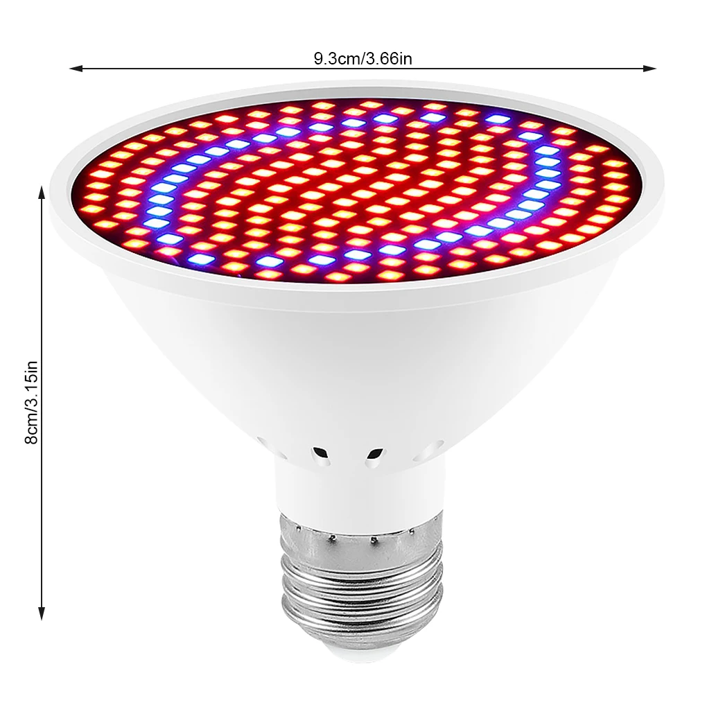 หลอดไฟ E27สำหรับ Grow ผักในร่มห้องนั่งเล่นปลูกต้นไม้ในร่มโคมไฟสเปกตรัมสีแดงสีน้ำเงินอุปกรณ์สำหรับบ้าน200เม็ด