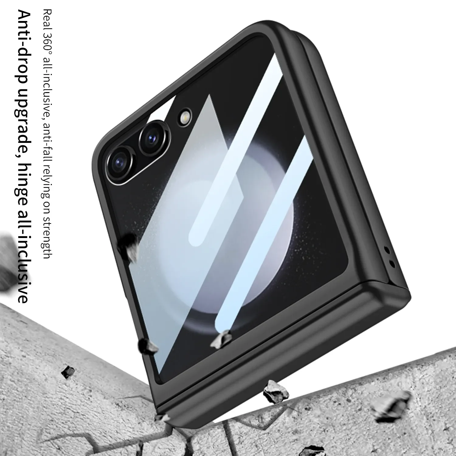 For Samsung Galaxy Z Flip 5 Case Skin Friendly Matte Magnetic Hinge With Large Mirror Film All Inclusive Shockproof Hard Cover