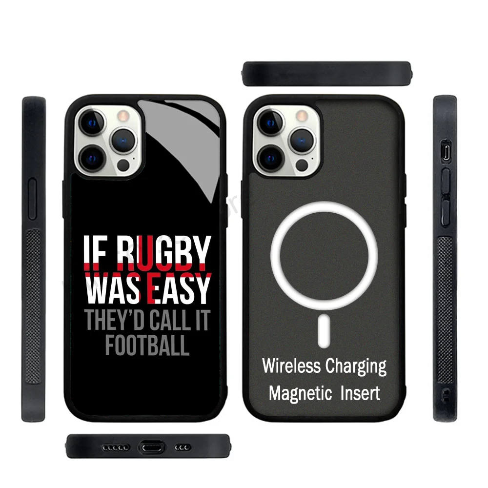 Funny England Rugby English Rugby Phone Case Strong Magnetic For IPhone 15 14 13 Pro Max 11 12 Mini For Magsafe