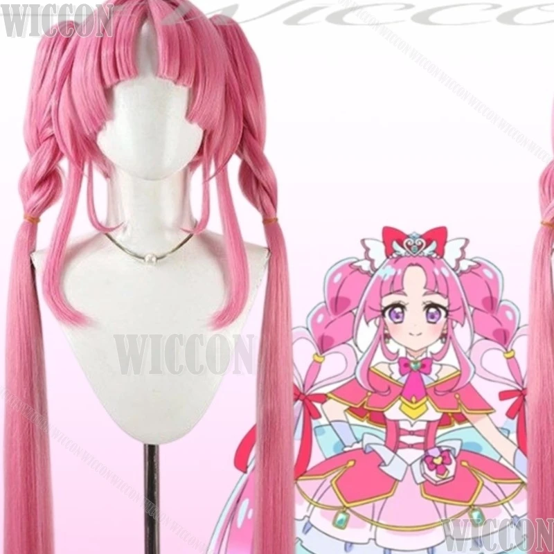 

Kobayashi Mirai Cure Mystique Pink Twin Ponytail Wig Synthetic Hair Halloween Cosplay Star Detecticeee Precure! Navidad Carnaval