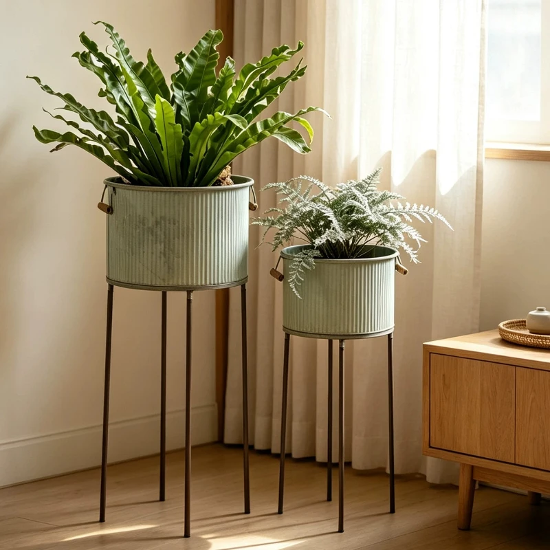 Iron Plant Stand for Balcony Floor Flower Pot Holder for Succulents Window Sill Garden Display Shelf Rustic Metal Display Stands 2