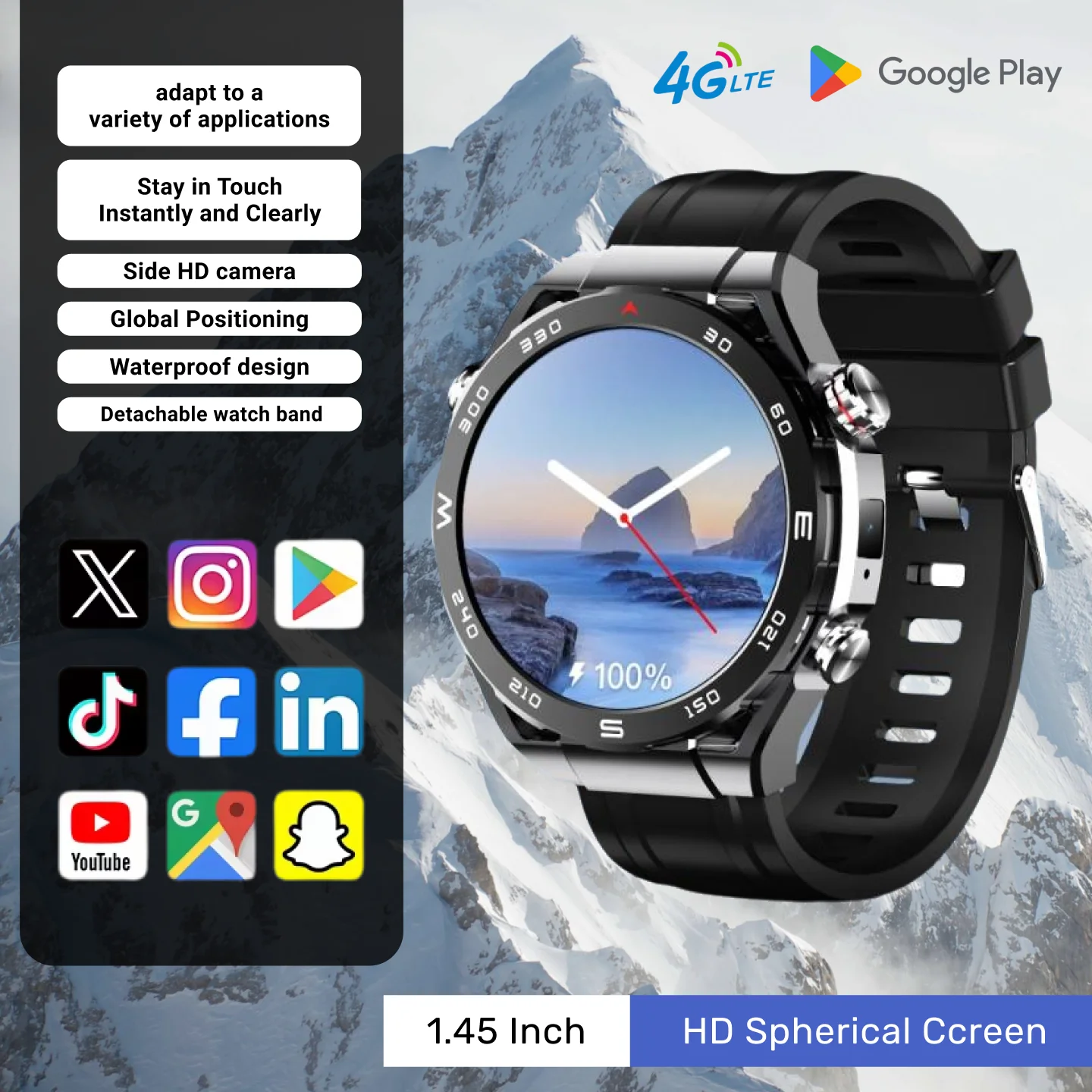 

2025 Новые умные часы A5 Pro 4G Android AMOLED Экран 2MP Камера 4G Вызовы GPS-навигация WiFi Спортивный режим Унисекс для мужчин и женщин