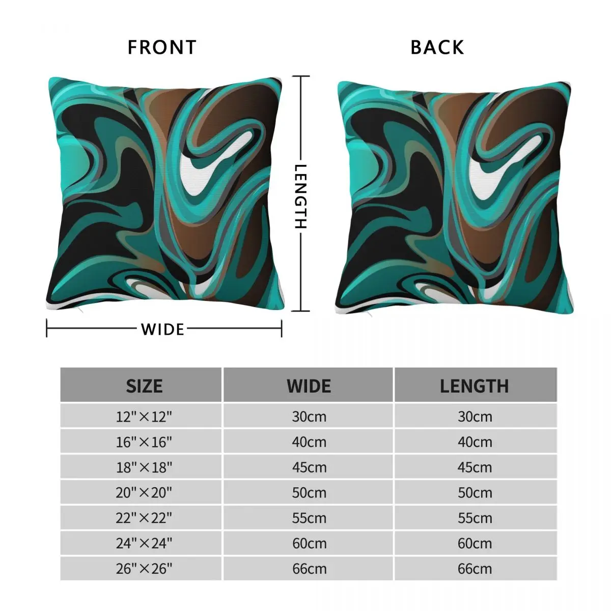 Liquify Brown Turquoise Teal Square Pillowcase Polyester Linen Velvet Printed Decorative Throw Pillow Case Car Cushion Cover 18