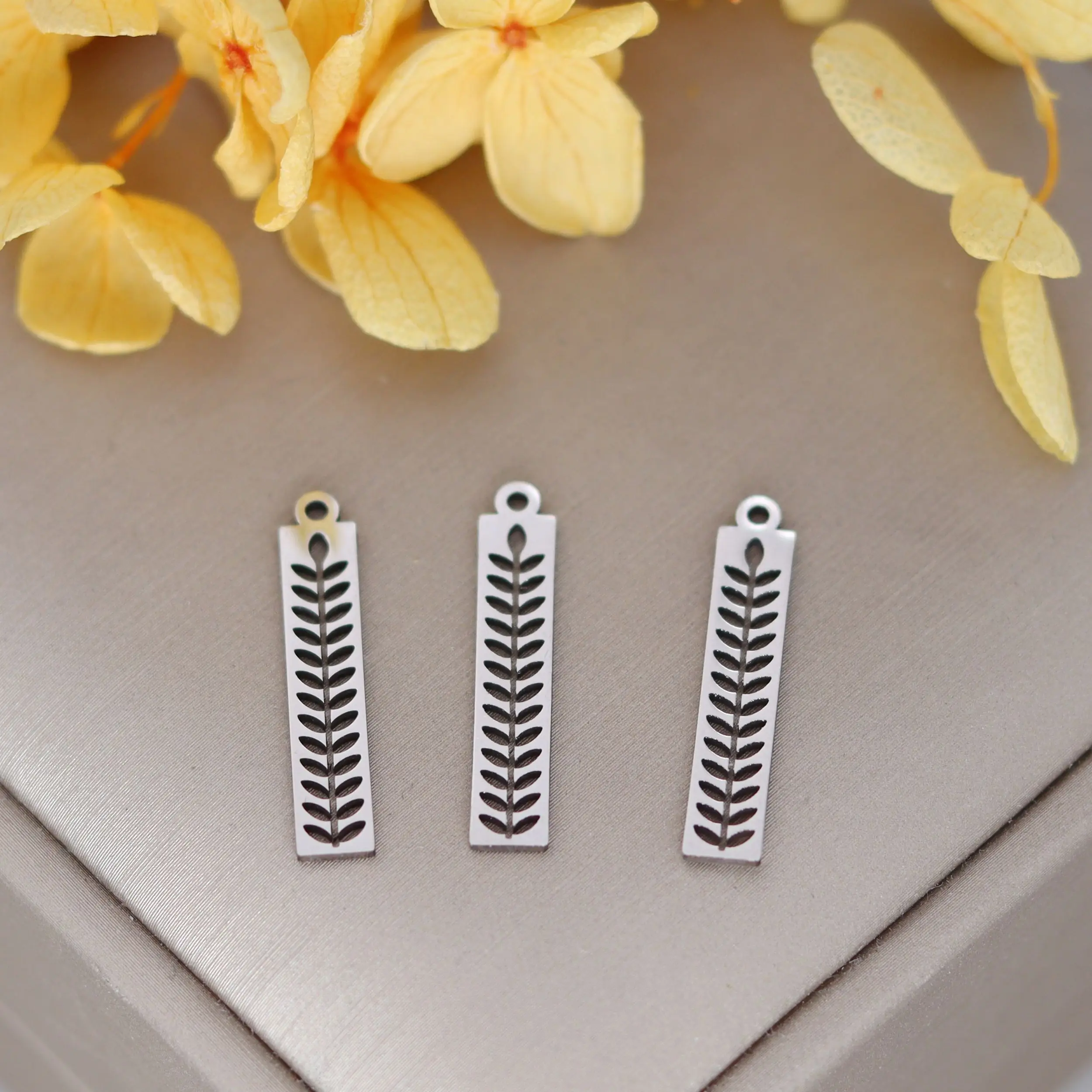 3pcs Rectangle Leaf Charms for Jewelry Making Minimalist Tassel Earrings Necklace Craft Stainless Steel Pendant diy Accessories