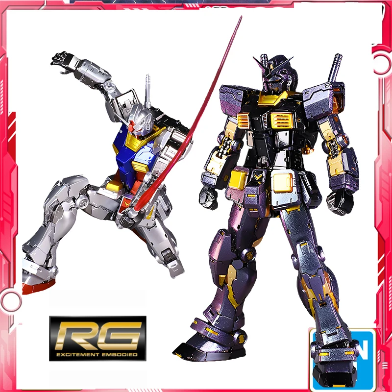 BANDAI ORIGINAL 1/144 RG RX-78-2 RGU ver2.0 (Metallic color)Assembled model Toys Boys Girls Kids Christmas GiftCollectible Model