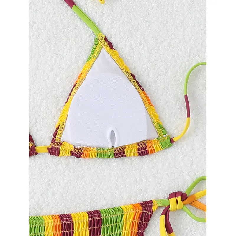 เซ็กซี่ Tie Halter ลายพิมพ์ย่น Micro ชุดบิกินี่สูงเอวชุดว่ายน้ํา Biquini conjunto de บิกินี่ tankini beachwear