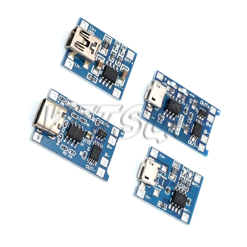 5 pcs Micro USB 5V 1A 18650 TP4056 Lithium Battery Charger Module Charging Board With Protection Dual Functions 1A Li-ion